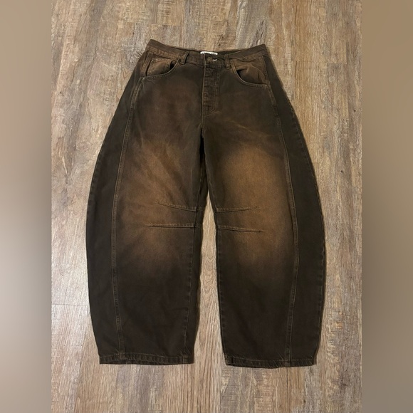 🔥Free People Good Luck Mid-Rise Barrel Jeans In Root Beer We The Free - Picture 4 of 14